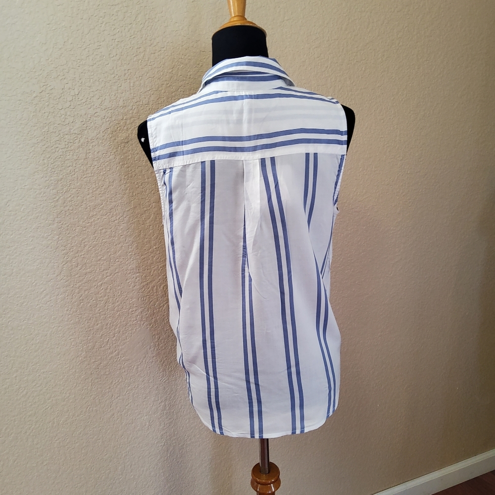 Beachlunchlounge Button Down Striped Tie Shirt M - Picture 5 of 9